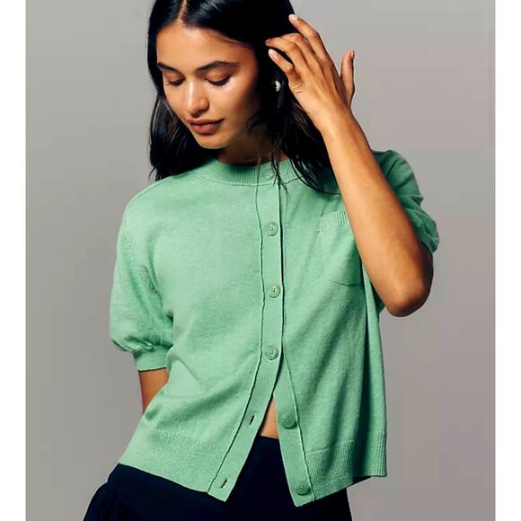 Anthropologie Sweaters - Anthropologie Maeve NEW Short -Sleeve Crew-Neck Cardigan Sweater Size XS